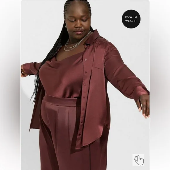 NWT Torrid Madison Satin Button-Up Long Sleeve Shirt Size 1X 14-16 - Picture 2 of 9